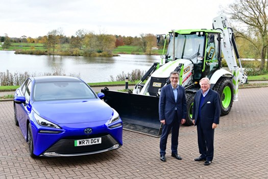 Hydrogen Backhoe & Toyota Hydrogen car