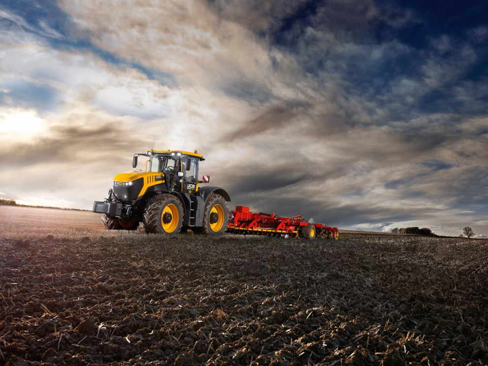 Fastrac iCON ploughing field in agricultural setting