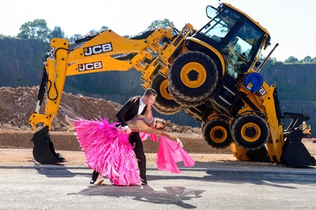 Kaynan Barfoot and Polly Welford perform with the JCB Dancing Diggers, Ballroom Dancers News